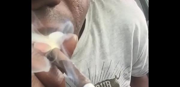  Ebony smoking cumshot nutt in black from freaky nasty thug gangsta